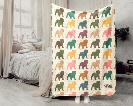 Bulldog Lover Blanket | Vintage English Bulldog Throw | Easily Distracted By Bulldog | Animal Lover Cozy Blankets | Retro Graphic Present