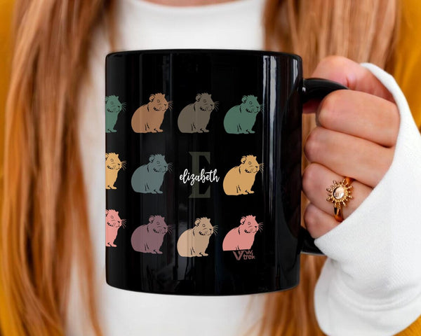 Guinea Pig Custom Initial Name Mug β Personalized Pet Owner Gift Under $25, Adorable Small Animal Coffee Cup βπΉ