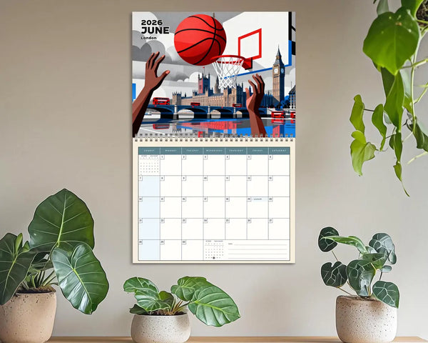 Basketball 2026 Wall Calendar | Desert Sports Planner Coach Fan Gift
