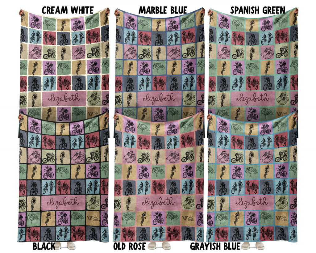 Custom Name Cycling Blanket Personalized Bike Lover Throw Gift