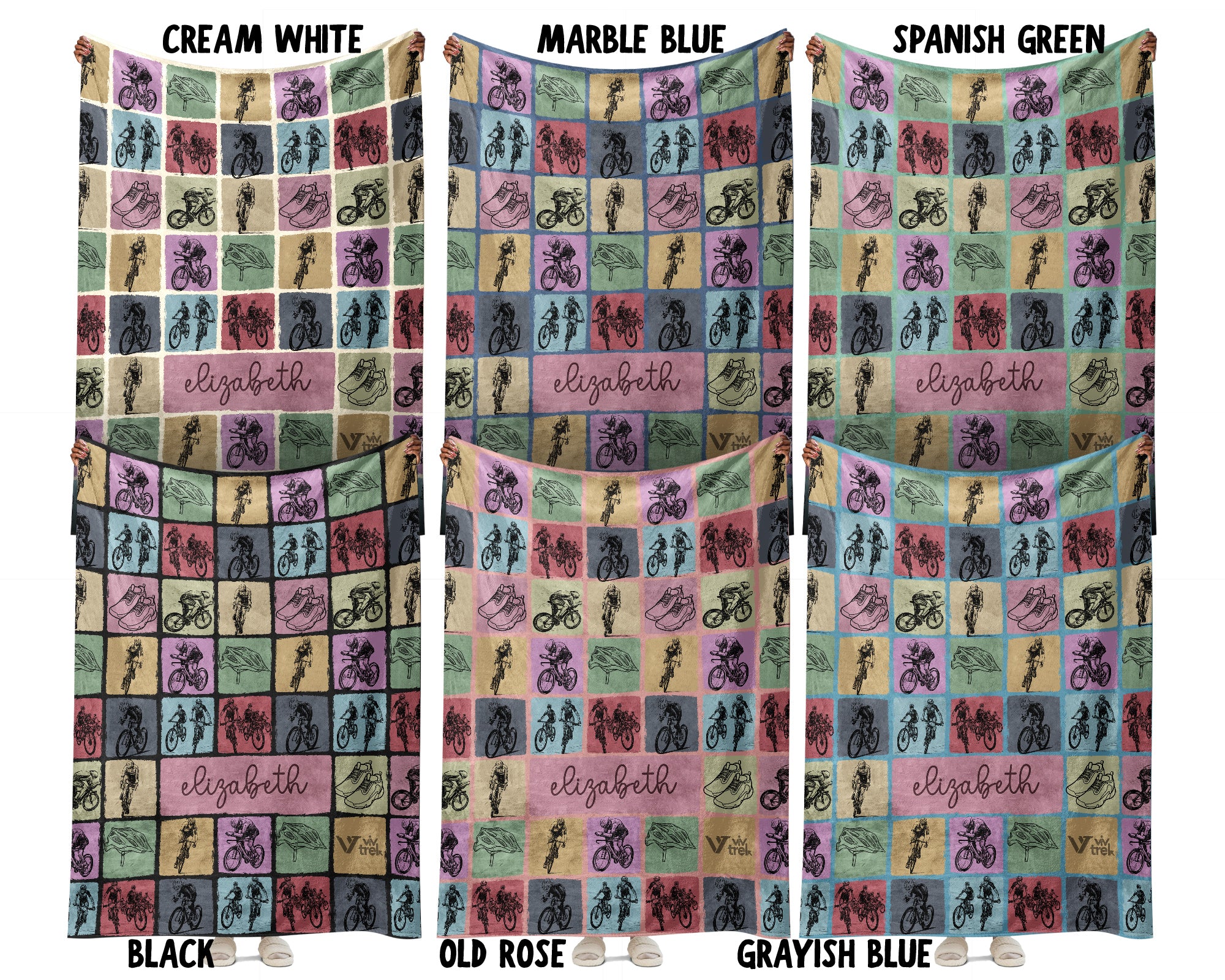 Custom Name Cycling Blanket Personalized Bike Lover Throw Gift