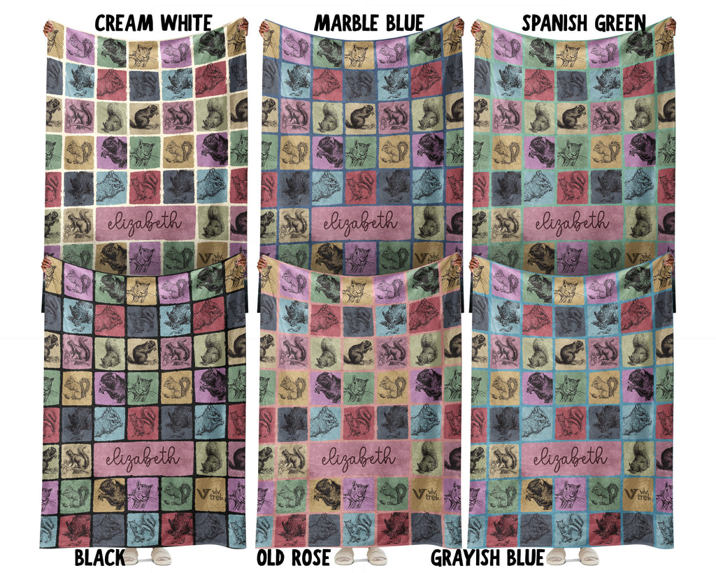 Personalized Squirrel Blanket Custom Name Cozy Vintage Chipmunk Throw
