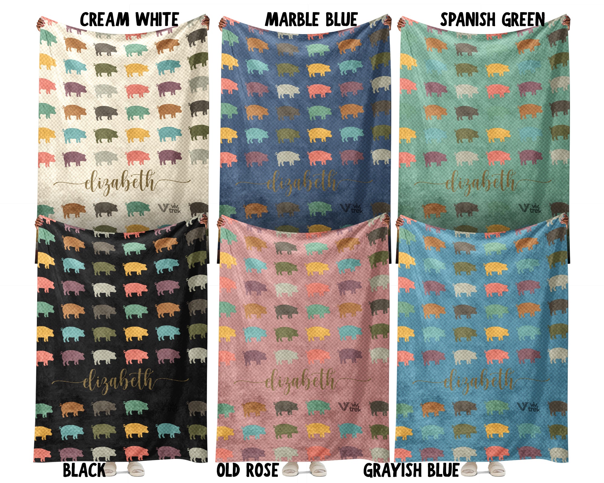 Personalized Pig Blanket Custom Name Cozy Vintage Farm Animal Throw Gift