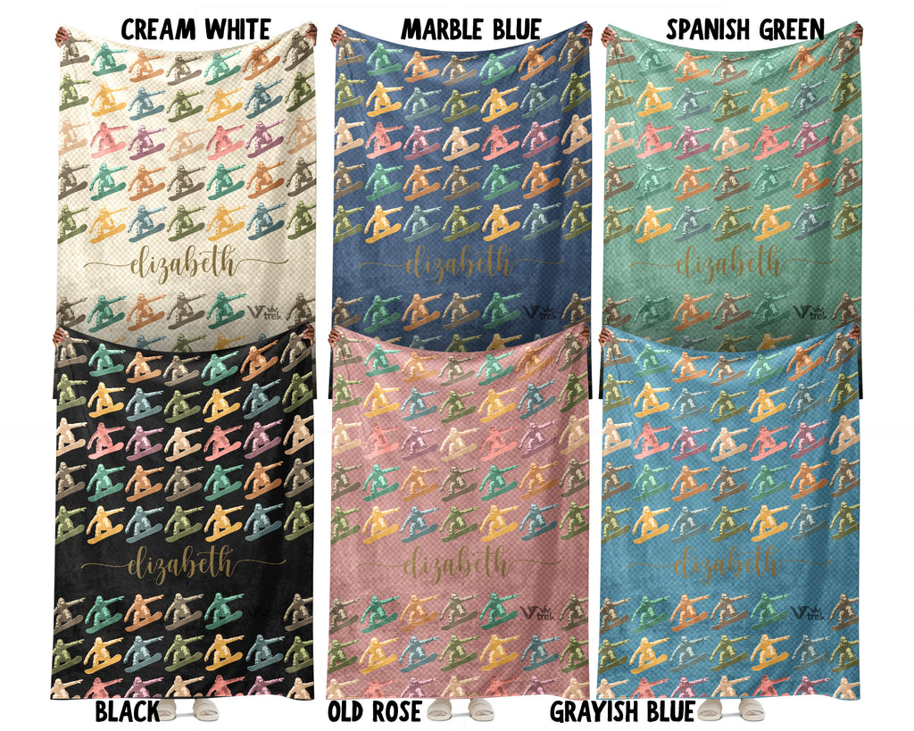 Personalized Snowboarding Blanket – Custom Name Cozy Winter Sports Throw