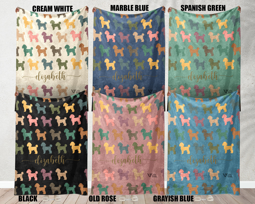 Custom Poodle Dog Blanket, Vintage Personalized Throw, Unique Gift for Dog Lovers