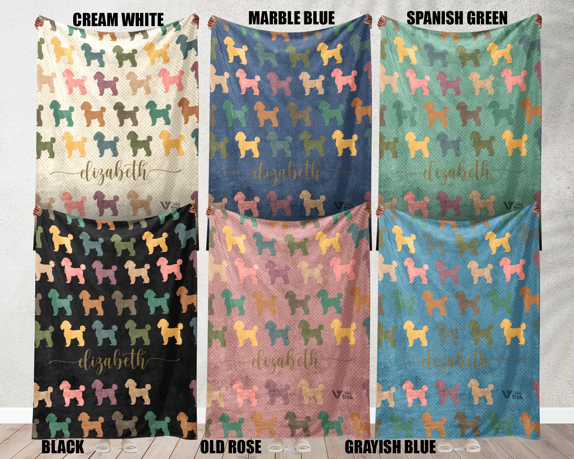 Custom Poodle Dog Blanket, Vintage Personalized Throw, Unique Gift for Dog Lovers