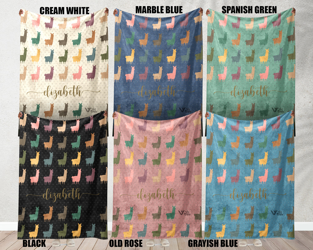 Personalized Llama Blanket - Custom Name Throw, Cozy Alpaca Gift Under $50