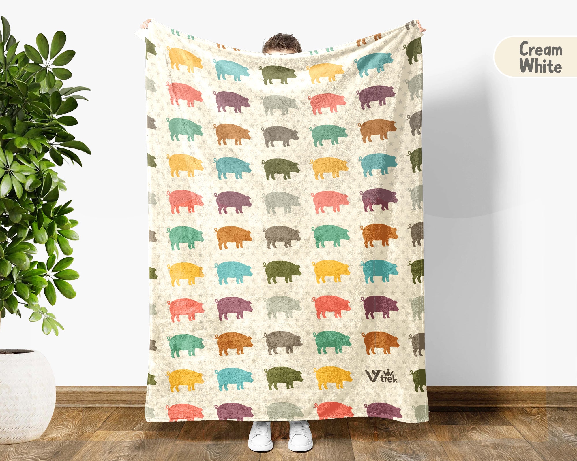 Retro Pig Lover Blanket Cozy Farm Animal Farmhouse Throw Gift