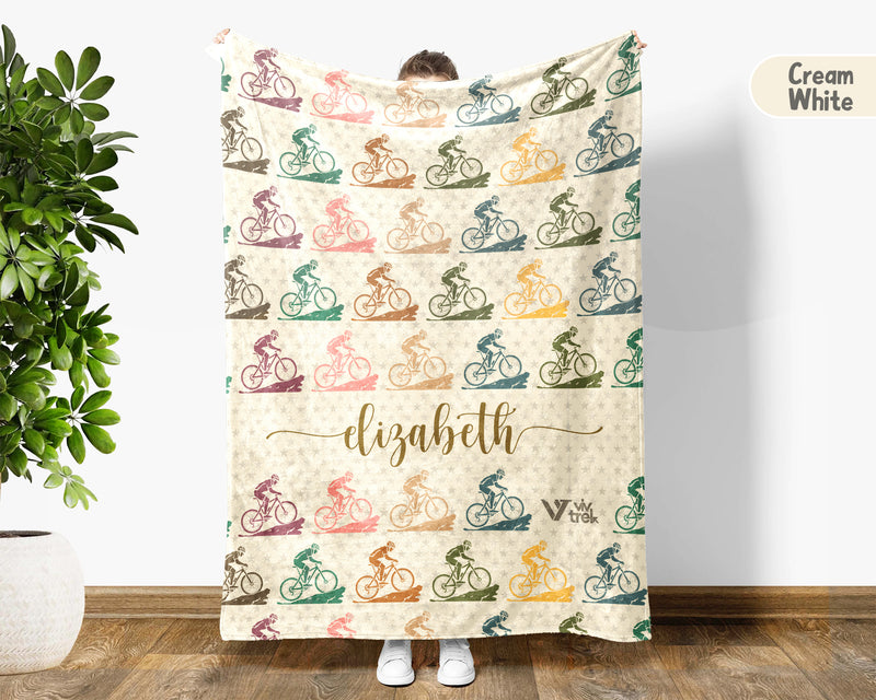 Personalized Cycling Blanket Custom Name Bike Lover Throw Gift