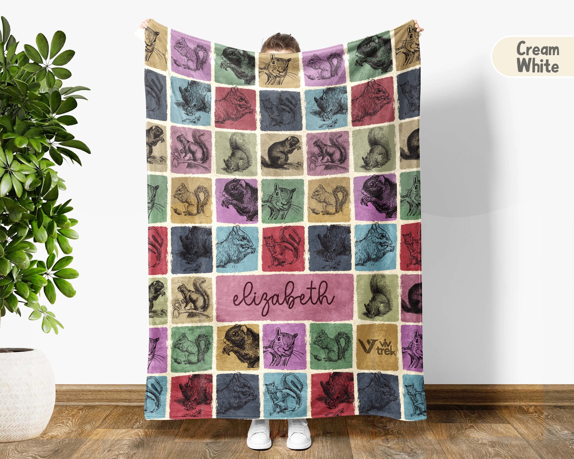Personalized Squirrel Blanket Custom Name Cozy Vintage Chipmunk Throw