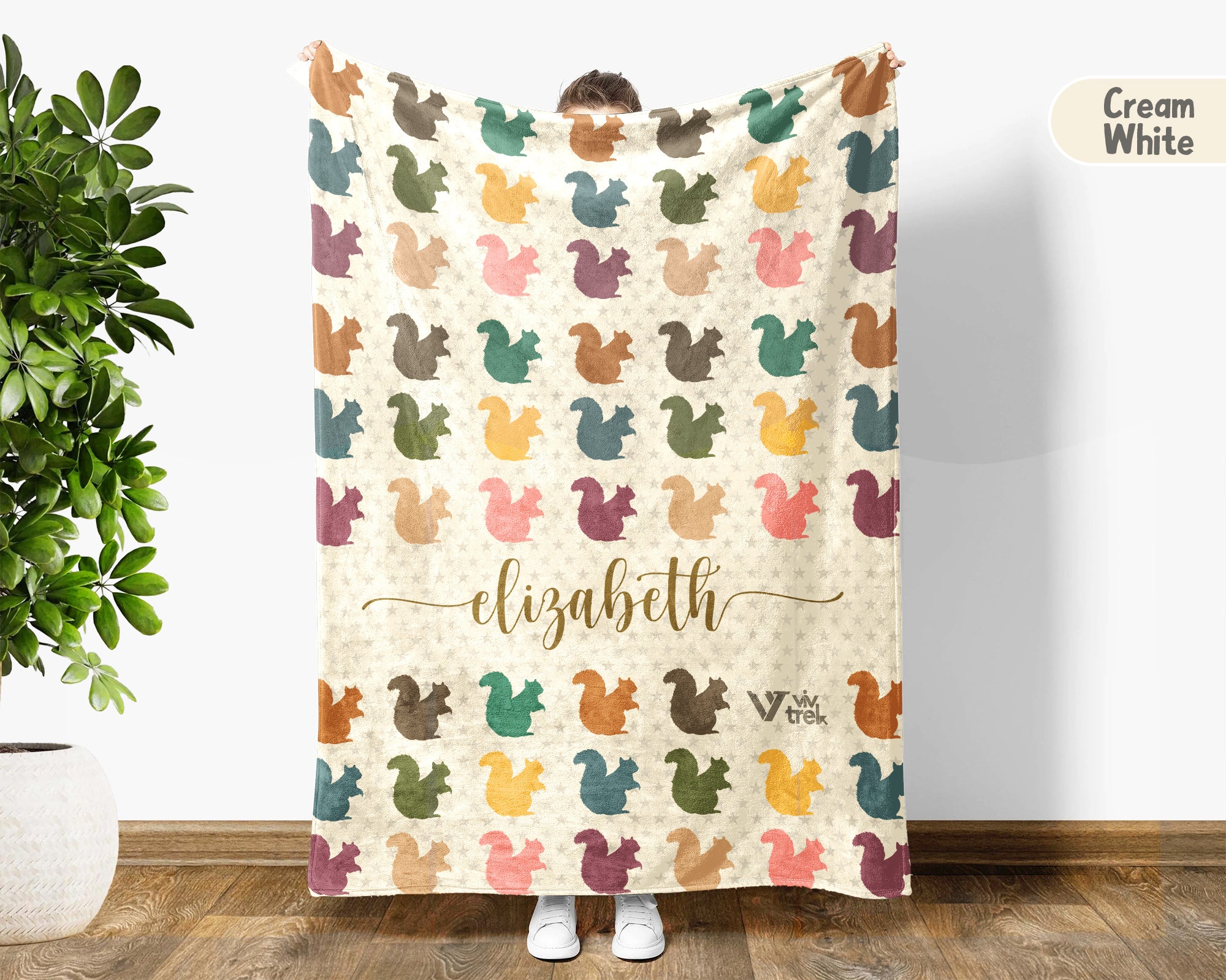 Custom Name Squirrel Blanket Personalized Cozy Vintage Chipmunk Throw Gift