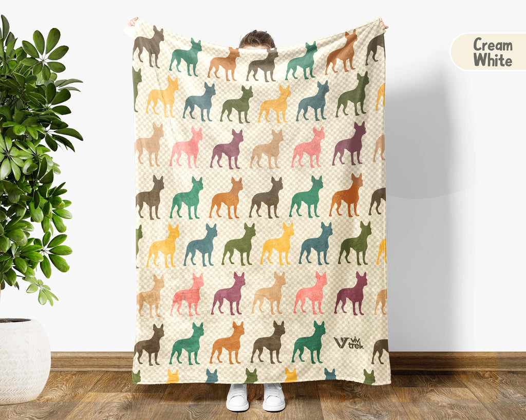 Retro Boston Terrier Dog Blanket Cozy Puppy Lover Throw Gift
