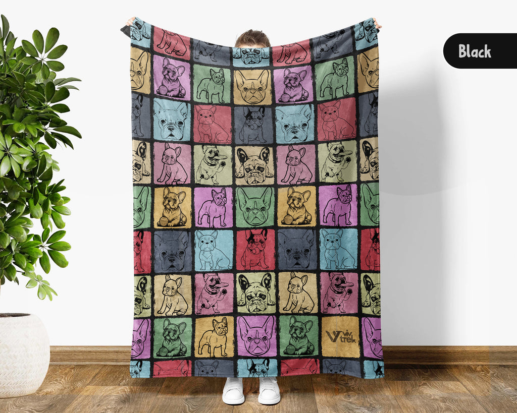 Vintage French Bulldog Lover Blanket – Easily Distracted Dog Throw