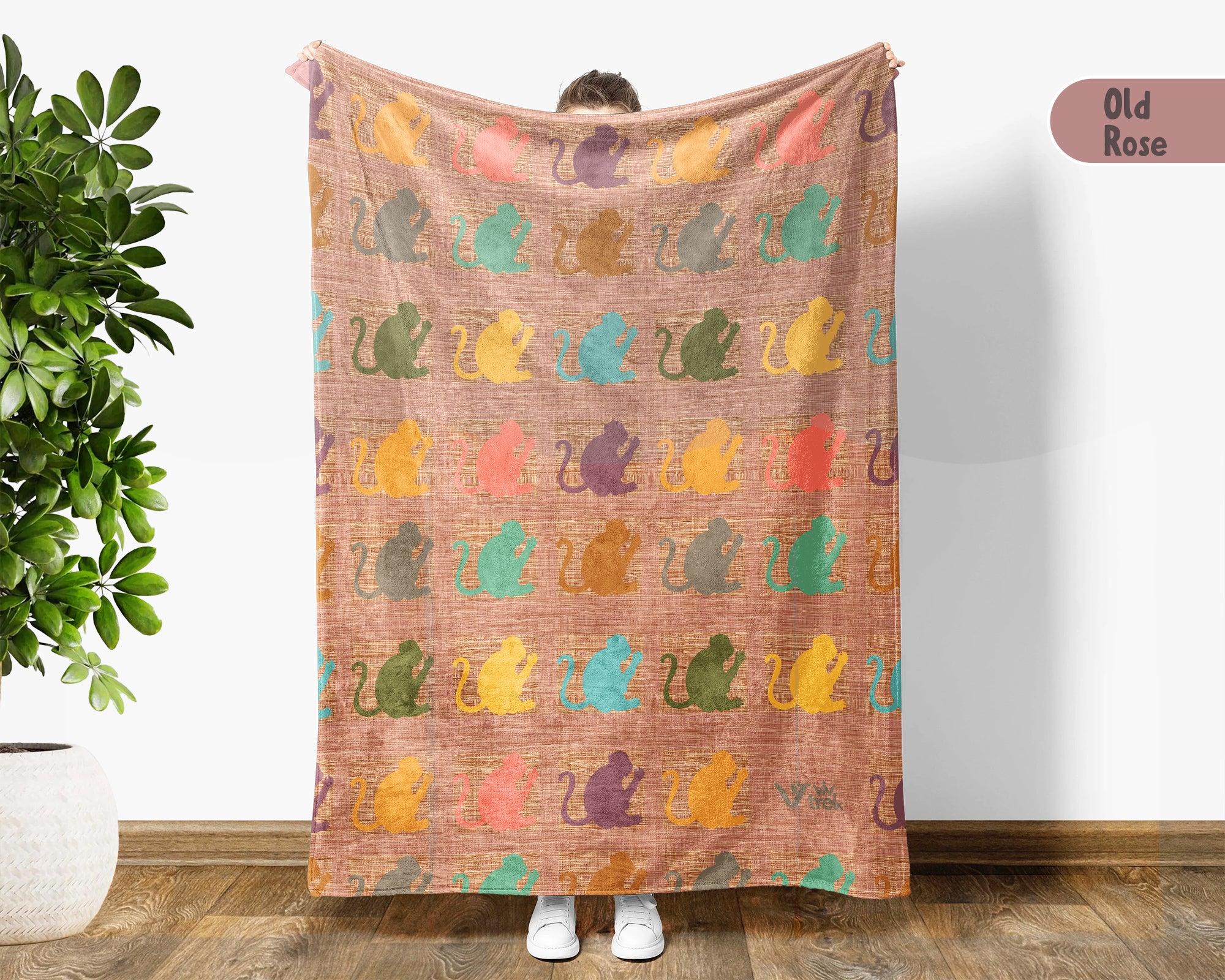 Retro Monkey Lover Blanket Cozy Jungle Wildlife Throw Gift