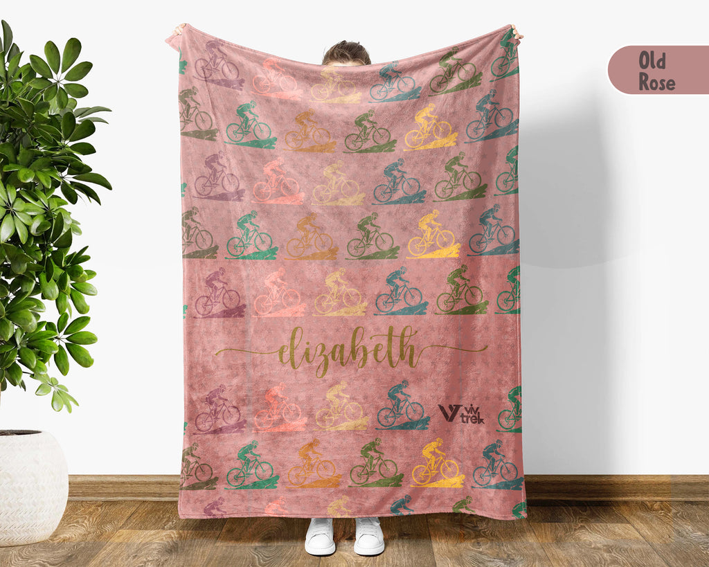 Personalized Cycling Blanket Custom Name Bike Lover Throw Gift