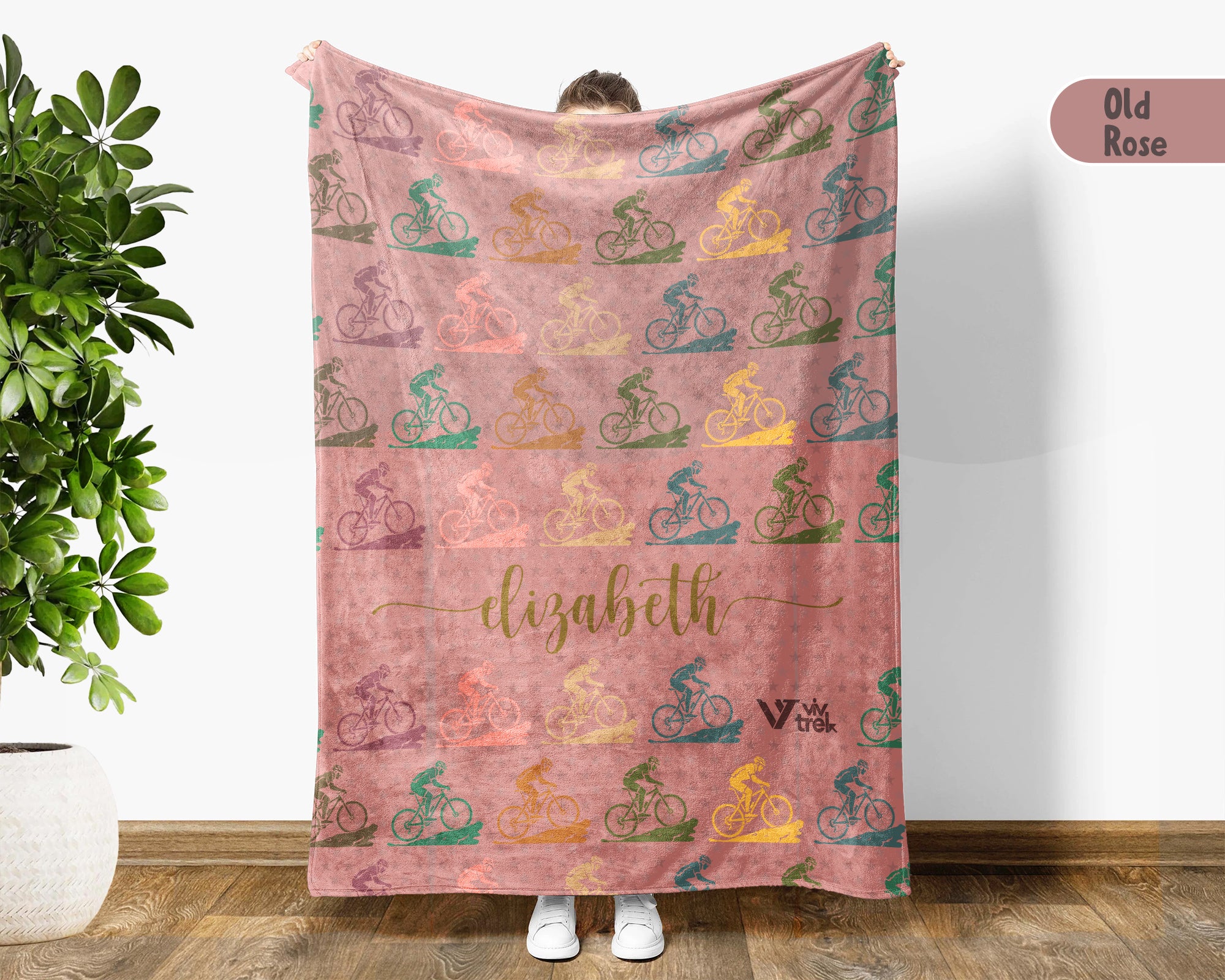 Personalized Cycling Blanket Custom Name Bike Lover Throw Gift