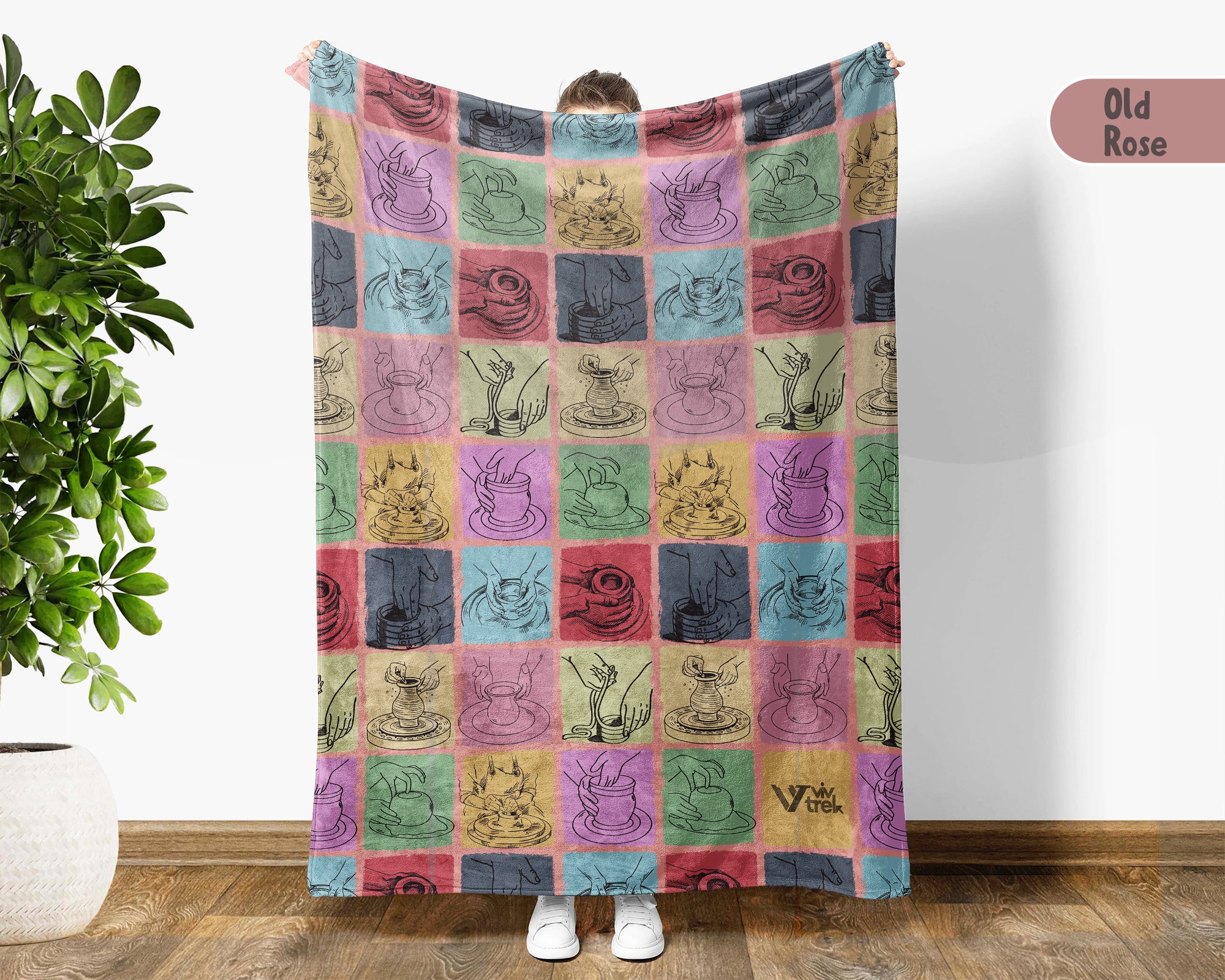 Vintage Pottery Lover Blanket – Cozy Ceramic Art Throw Gift