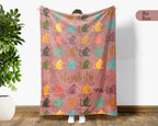 Custom Name Monkey Blanket Personalized Cozy Retro Animal Throw Gift