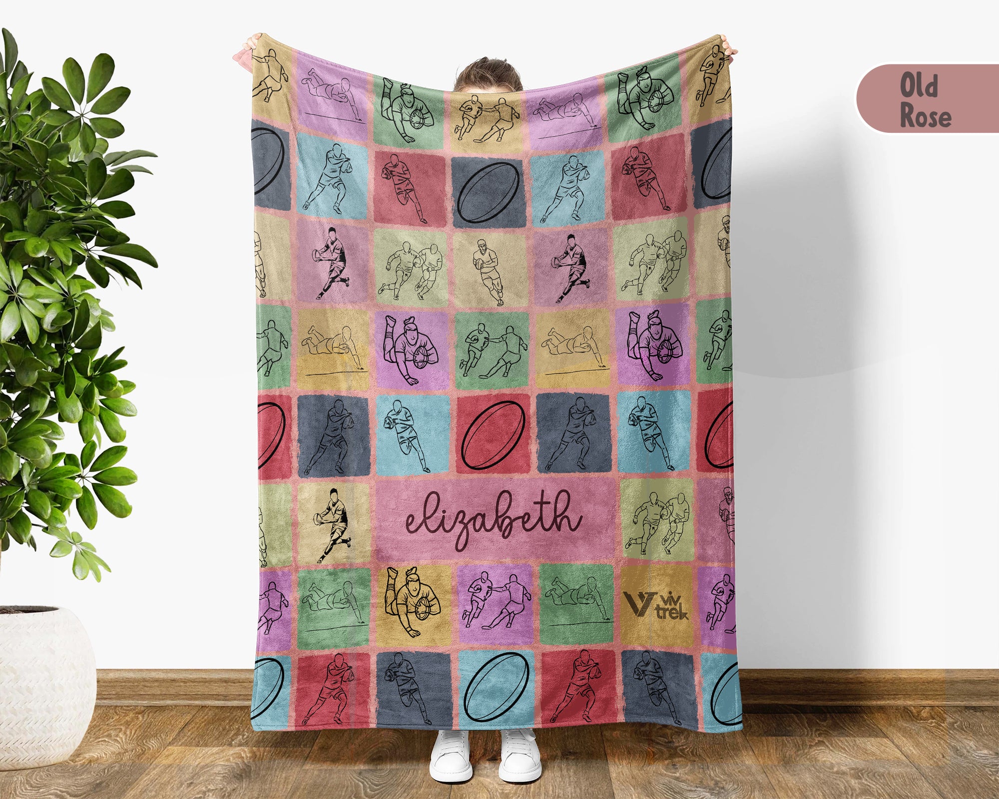 Personalized Rugby Blanket – Custom Name Cozy Throw for Rugby Lovers