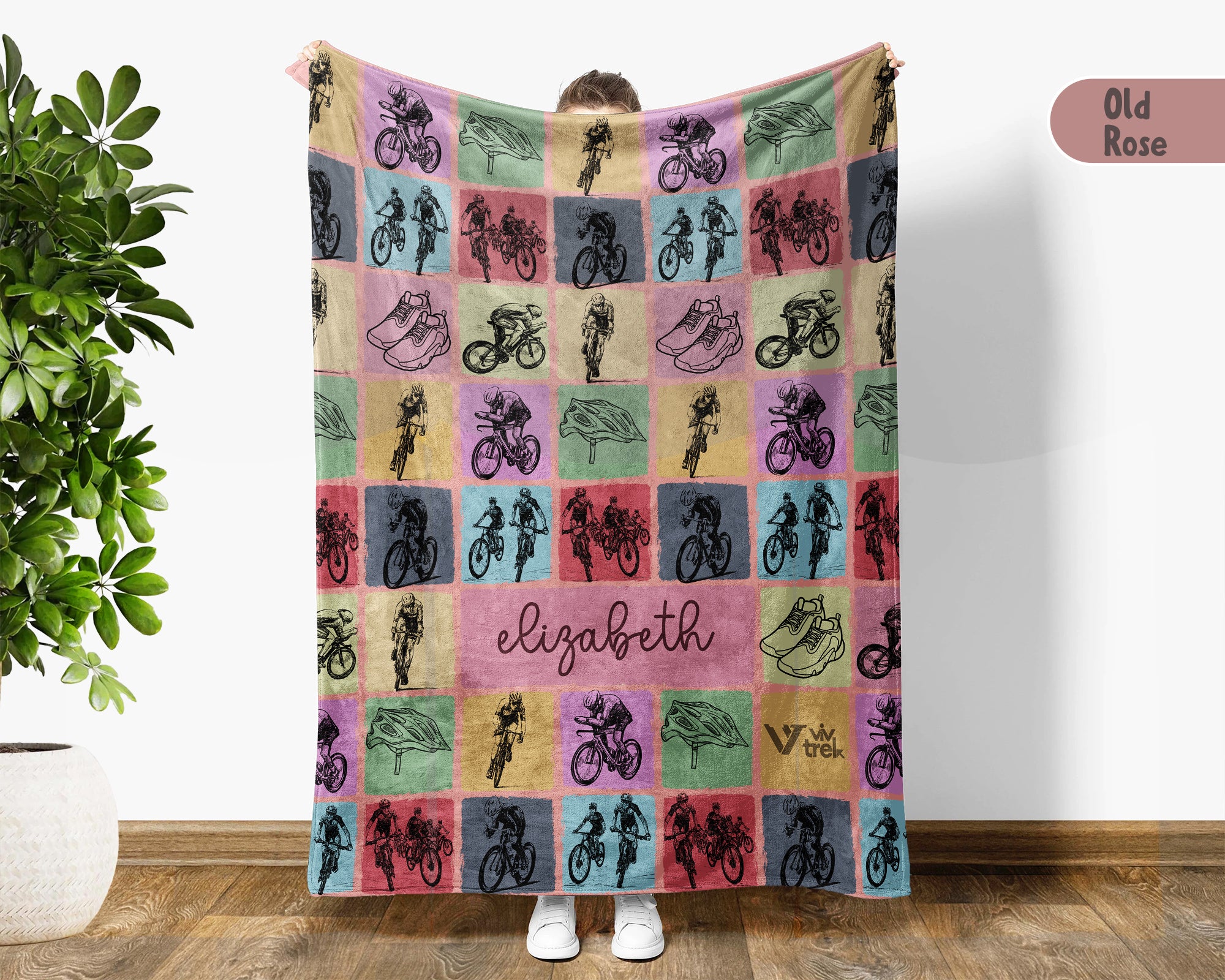 Custom Name Cycling Blanket Personalized Bike Lover Throw Gift