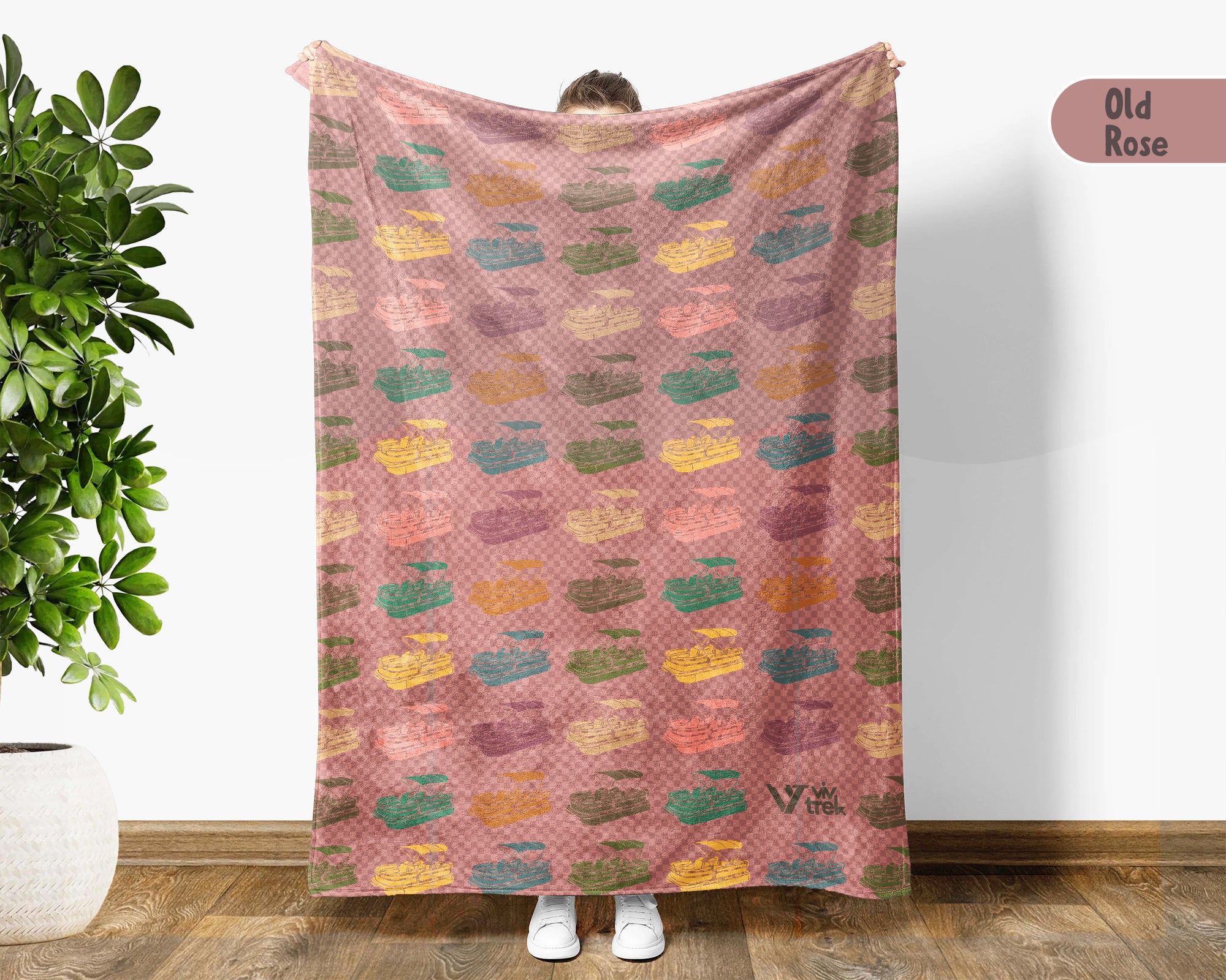 Vintage Pontoon Boat Blanket – Cozy Nautical Throw for Lake Lovers