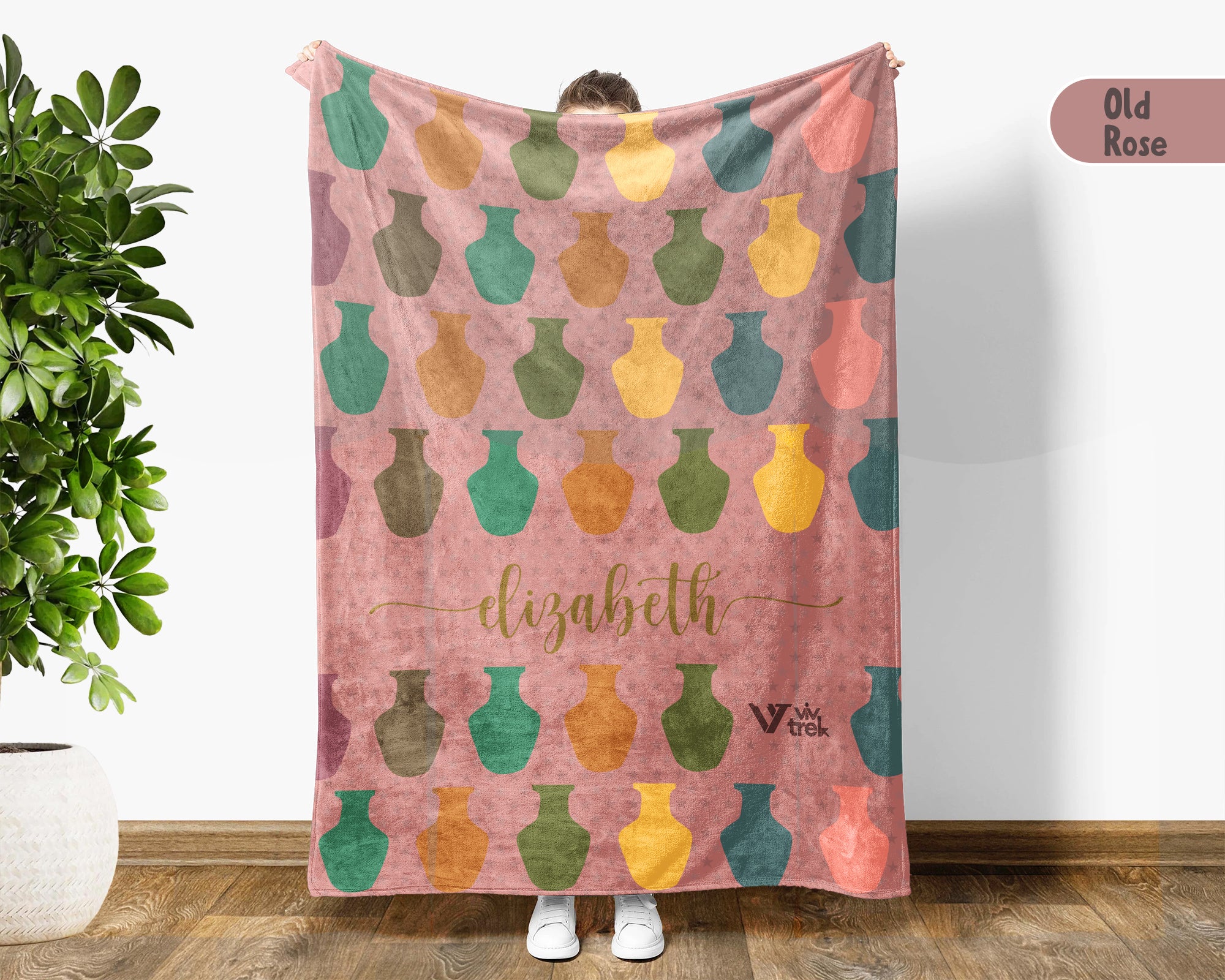 Personalized Pottery Blanket – Custom Name Ceramic Art Lover Throw