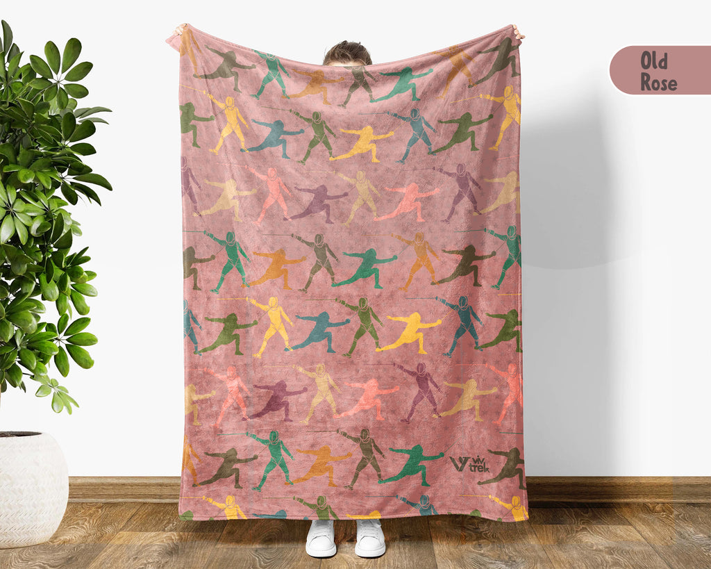 Retro Fencing Lover Blanket – Cozy Sports Throw Gift for Fencers