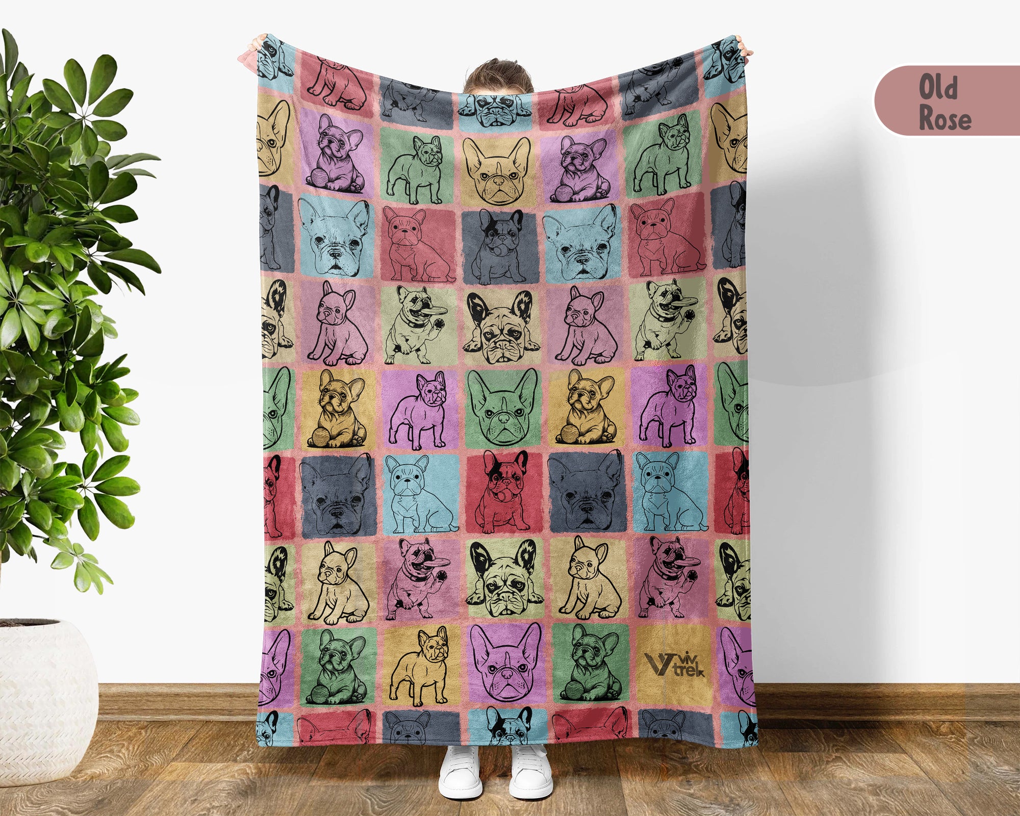 French Bulldog Lover Blanket Retro Frenchie Puppy Cozy Throw Gift