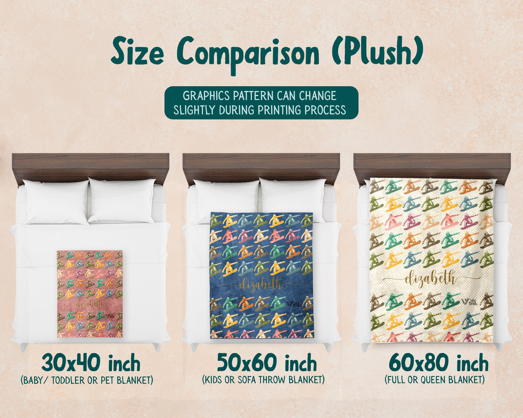 Personalized Snowboarding Blanket – Custom Name Cozy Winter Sports Throw