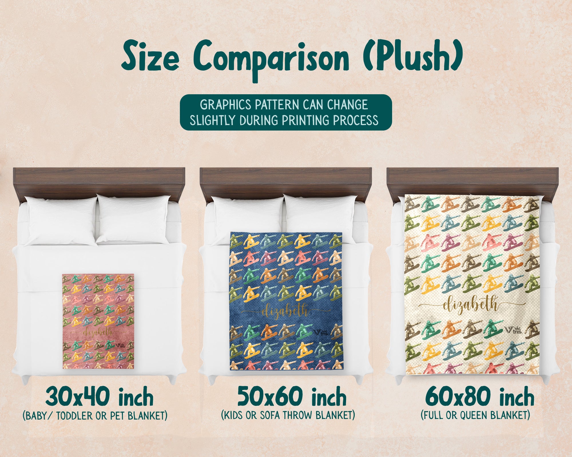 Personalized Snowboarding Blanket – Custom Name Cozy Winter Sports Throw