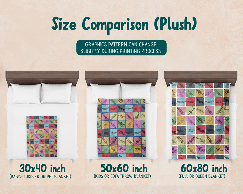 Vintage Trumpet Lover Blanket – Cozy Musician Throw Gift