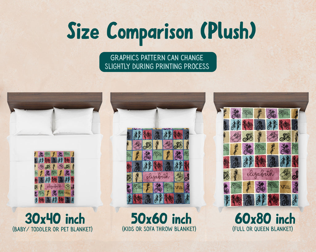 Custom Name Cycling Blanket Personalized Bike Lover Throw Gift