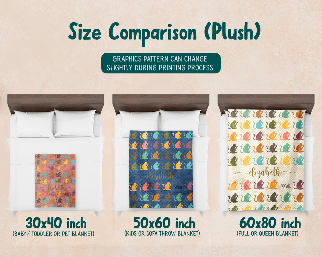 Custom Name Monkey Blanket Personalized Cozy Retro Animal Throw Gift