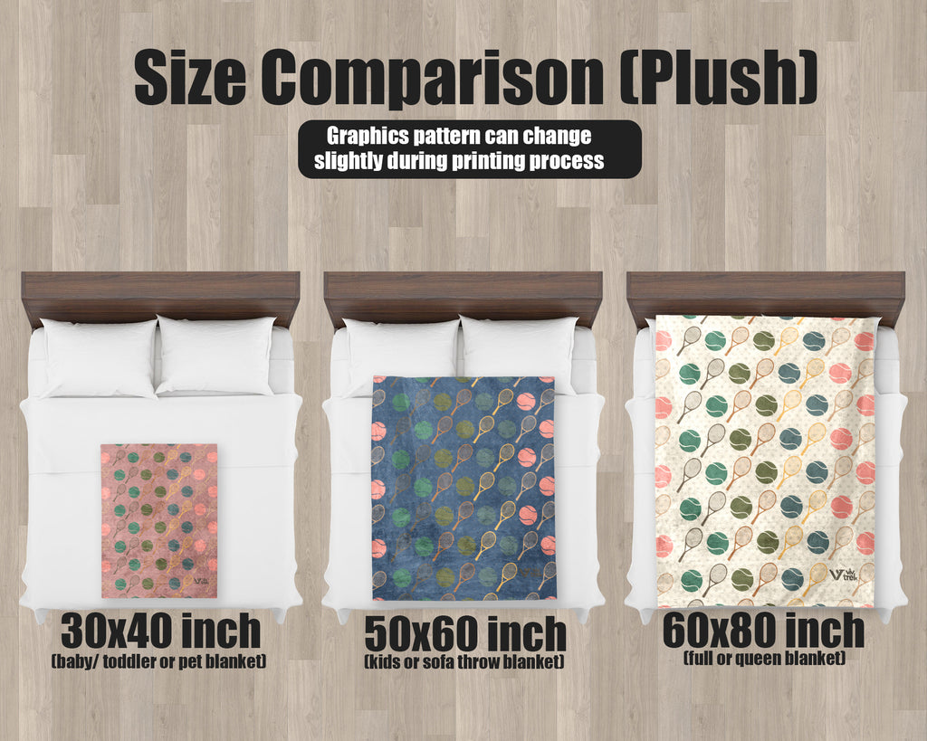 Retro Tennis Gift Throw - Vintage Tennis Player Blanket, Cozy Fleece Under $50