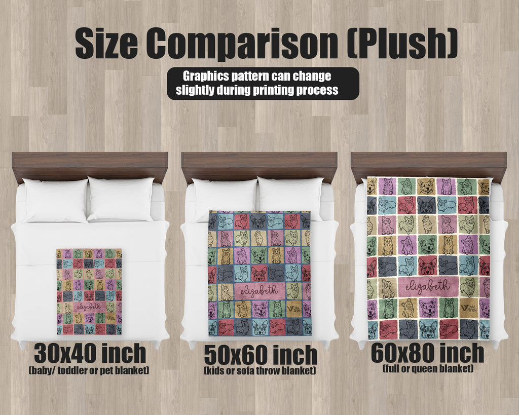 Personalized Corgi Dog Blanket - Custom Name Throw, Cozy Gift Under $50