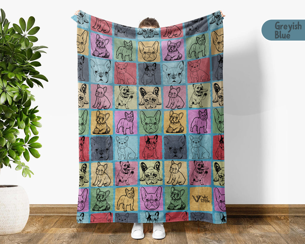 Vintage French Bulldog Lover Blanket – Easily Distracted Dog Throw
