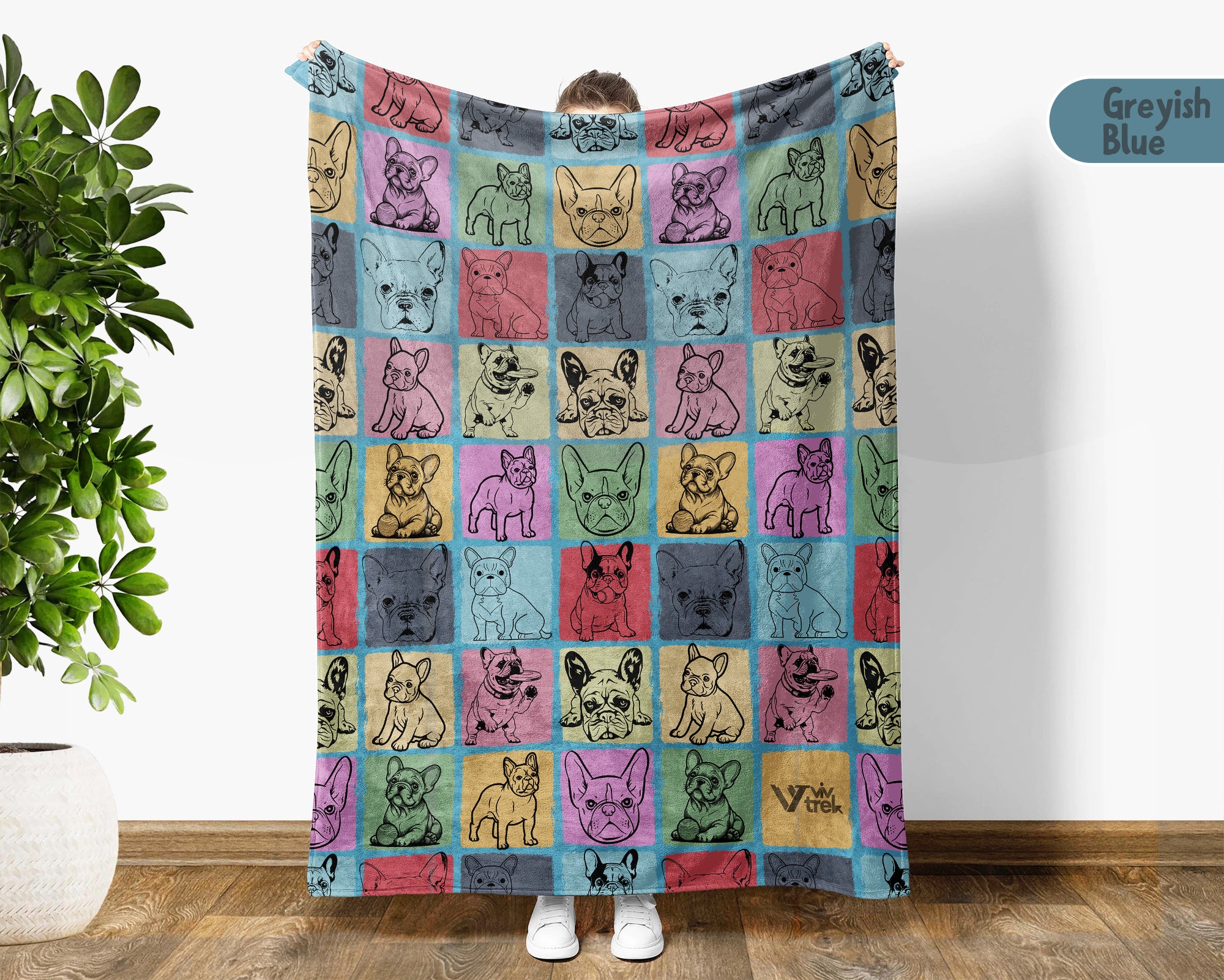 Vintage French Bulldog Lover Blanket – Easily Distracted Dog Throw
