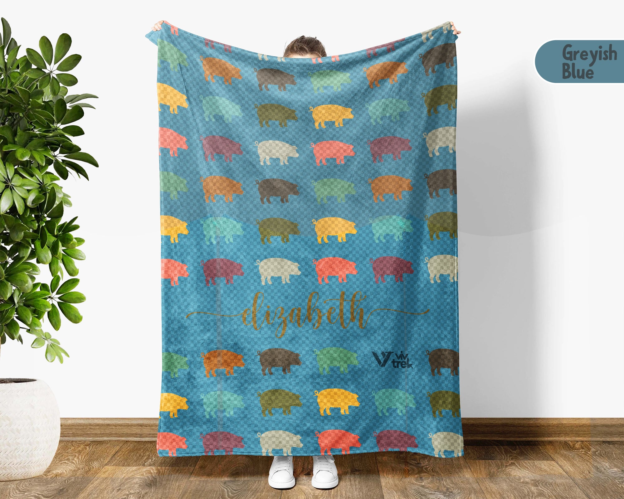 Personalized Pig Blanket Custom Name Cozy Vintage Farm Animal Throw Gift
