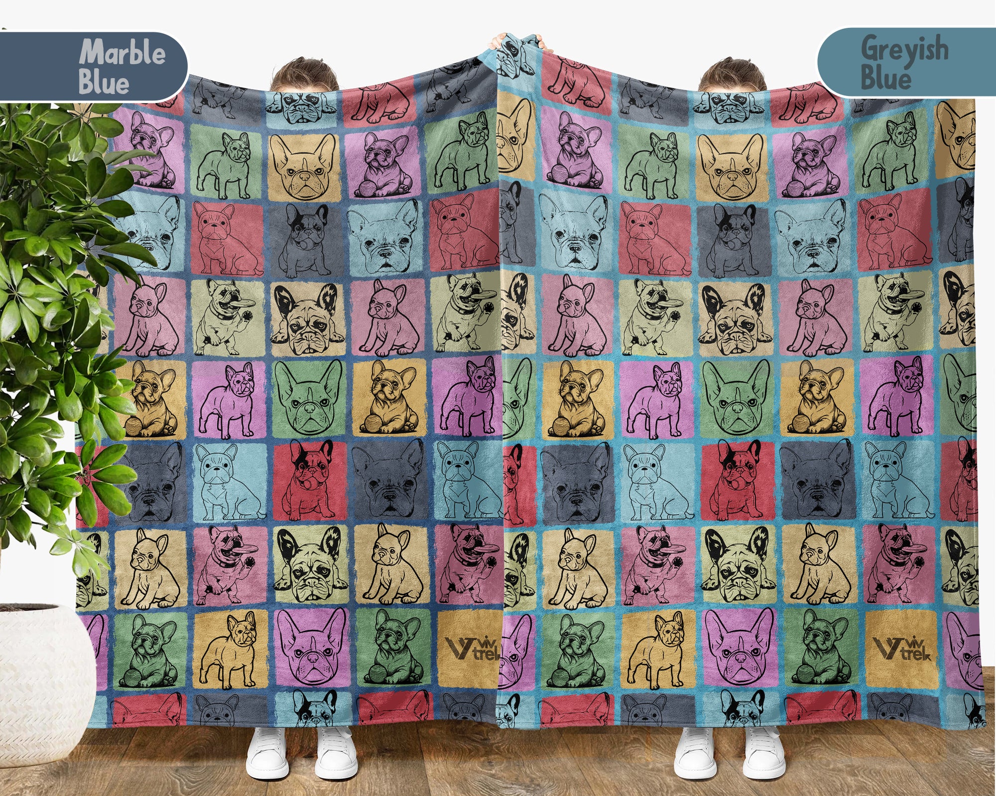Vintage French Bulldog Lover Blanket – Easily Distracted Dog Throw