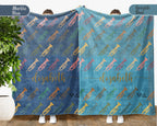 Personalized Trumpet Blanket – Custom Name Cozy Throw for Music Lovers