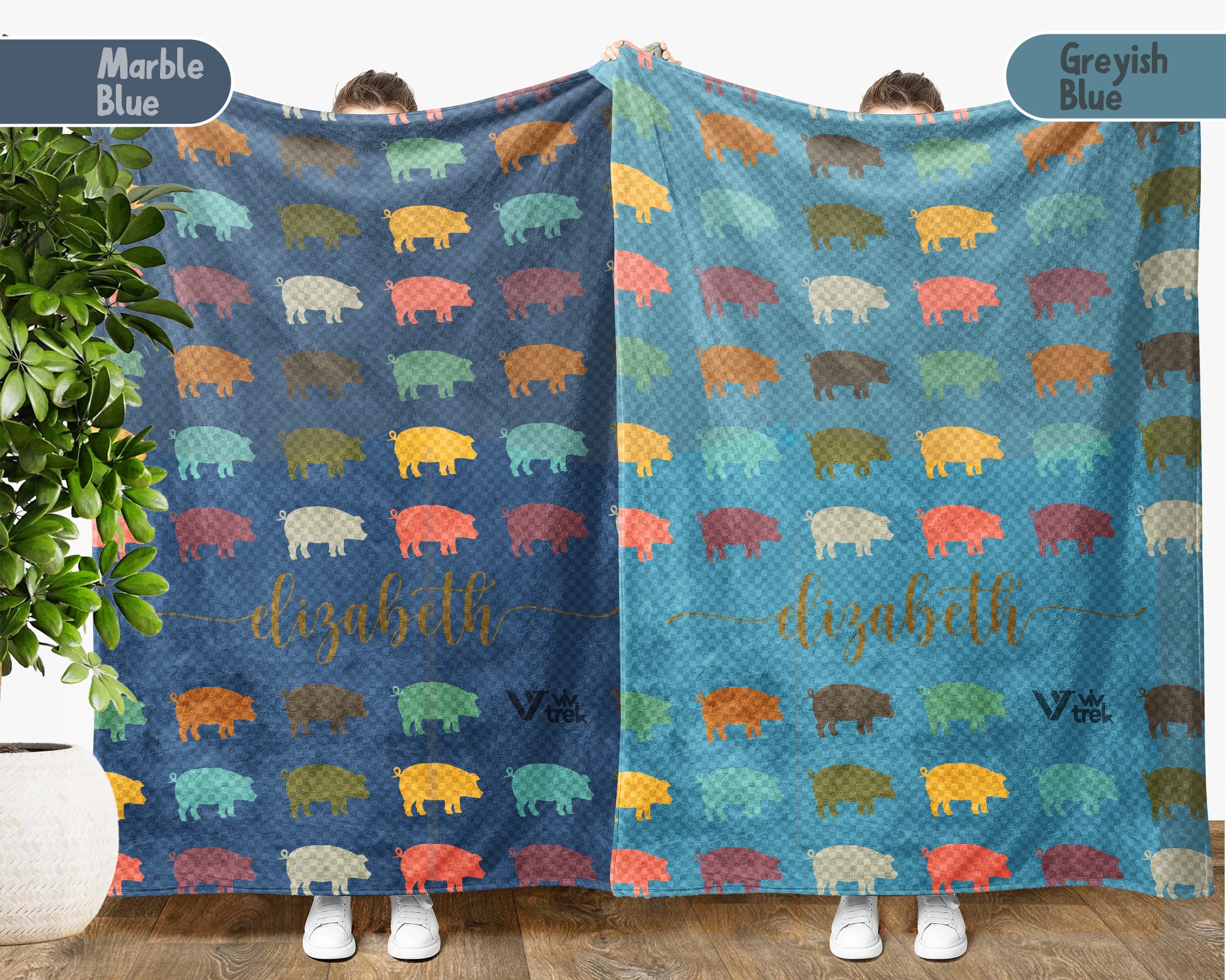 Personalized Pig Blanket Custom Name Cozy Vintage Farm Animal Throw Gift
