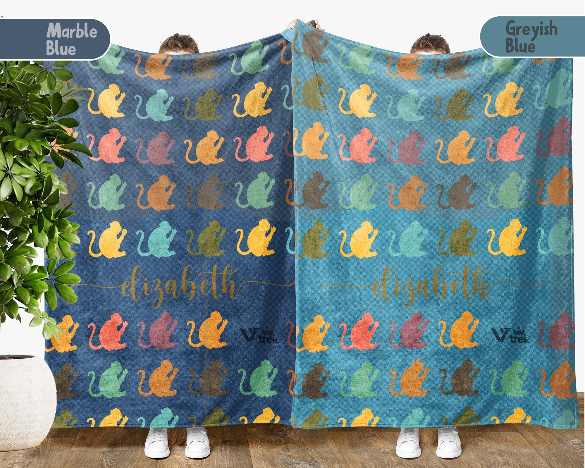 Custom Name Monkey Blanket Personalized Cozy Retro Animal Throw Gift