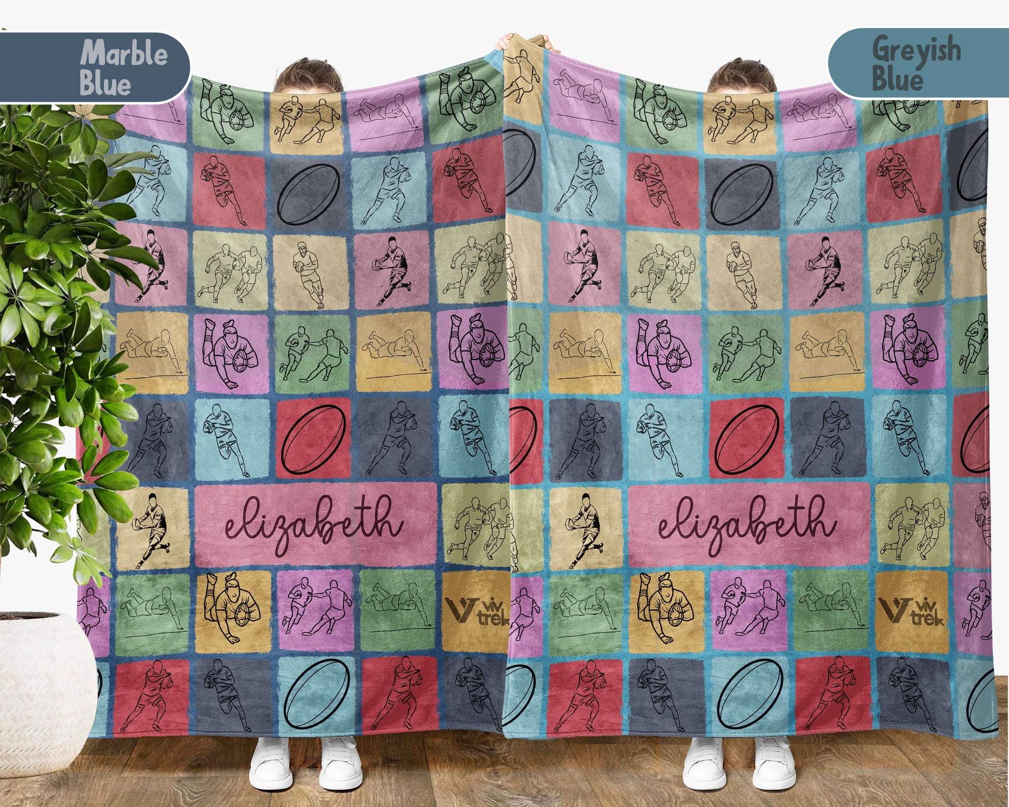 Personalized Rugby Blanket – Custom Name Cozy Throw for Rugby Lovers