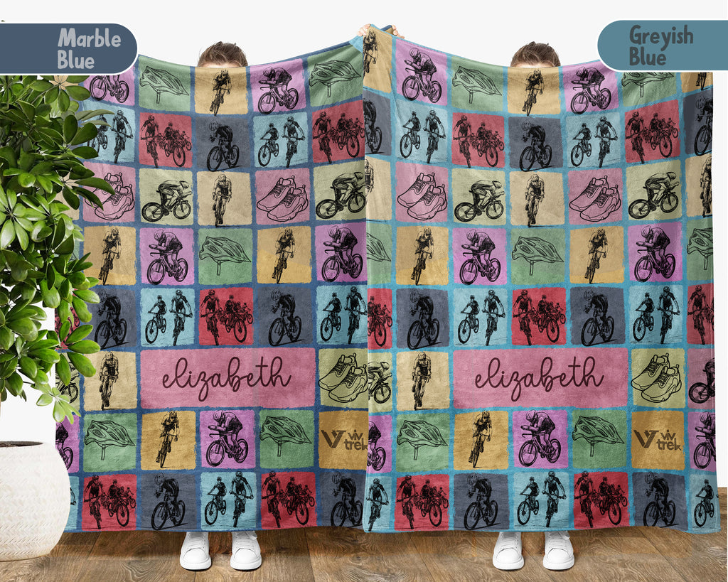 Custom Name Cycling Blanket Personalized Bike Lover Throw Gift