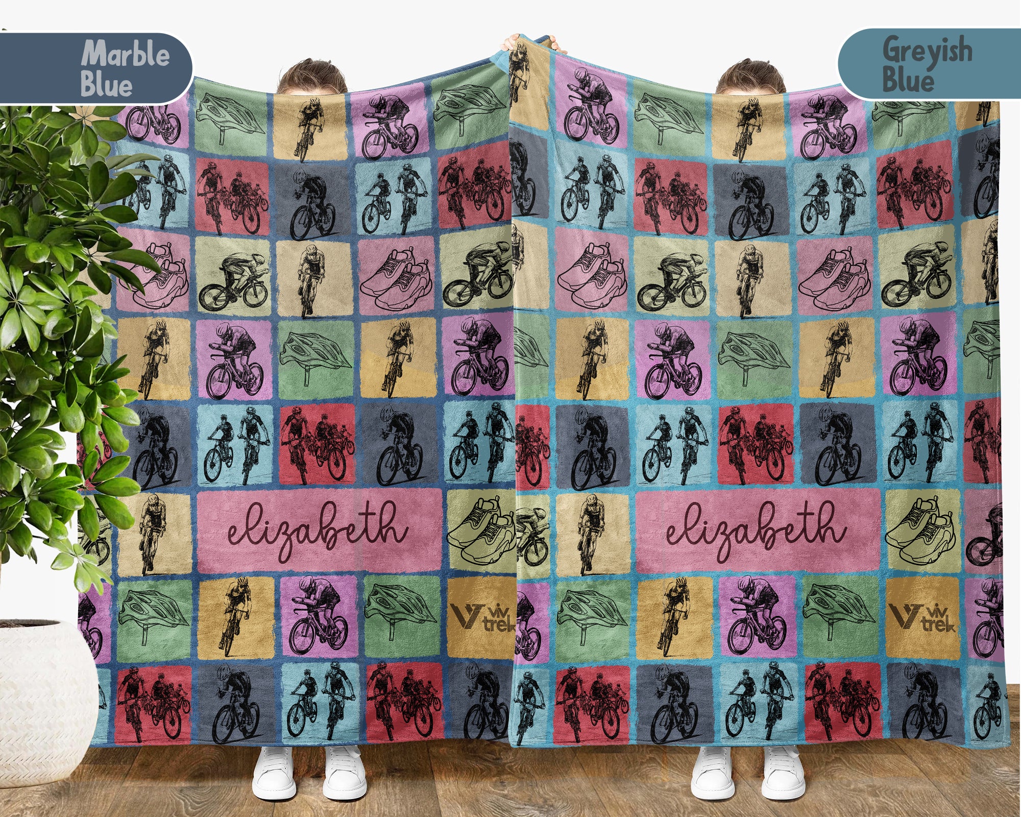 Custom Name Cycling Blanket Personalized Bike Lover Throw Gift