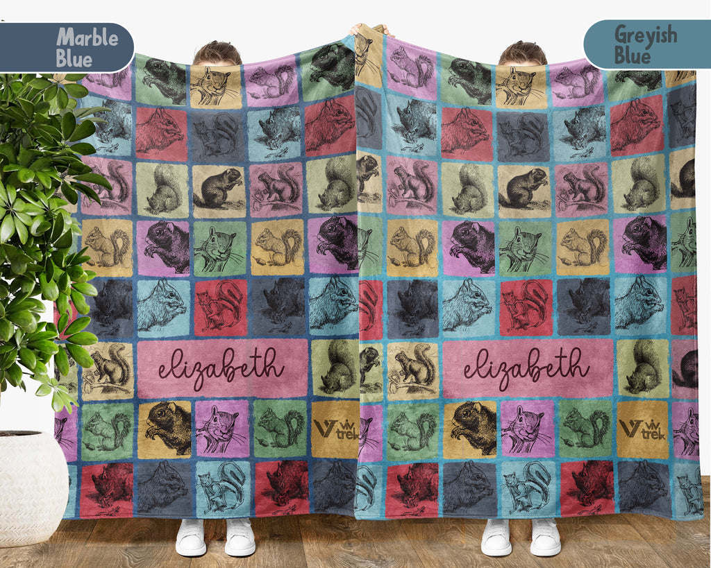 Personalized Squirrel Blanket Custom Name Cozy Vintage Chipmunk Throw