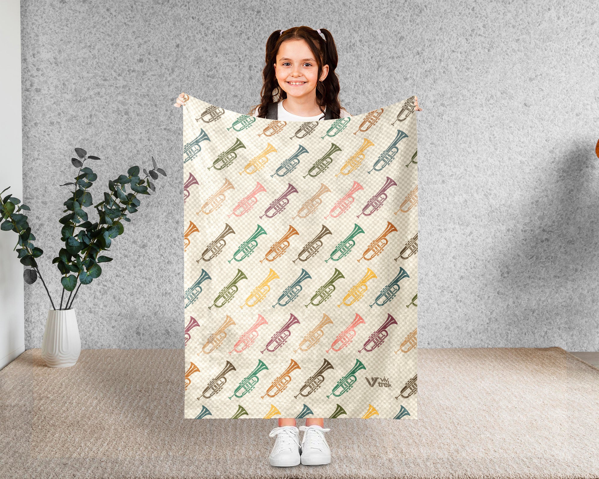 Retro Trumpet Lover Blanket – Cozy Throw for Musicians