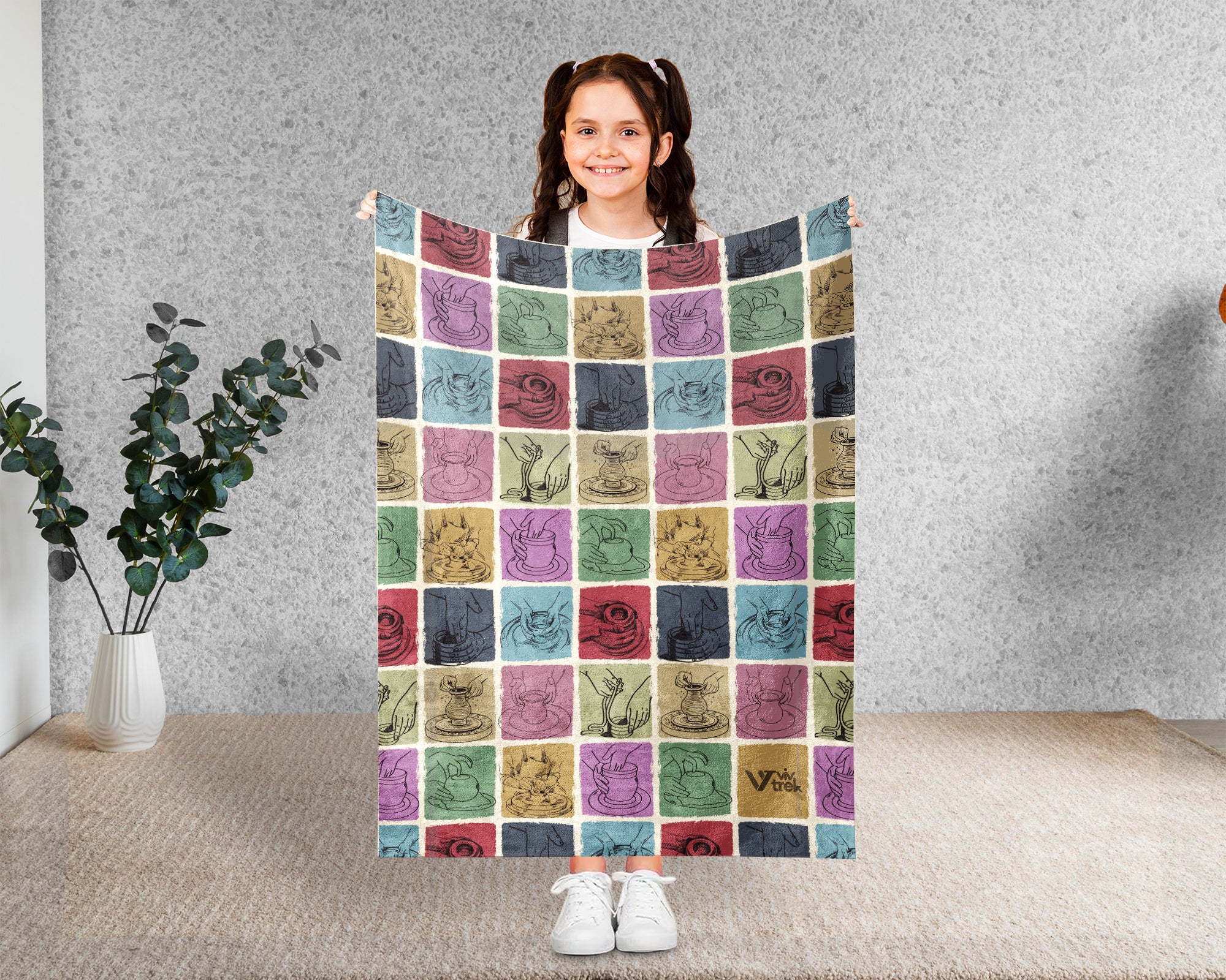 Vintage Pottery Lover Blanket – Cozy Ceramic Art Throw Gift