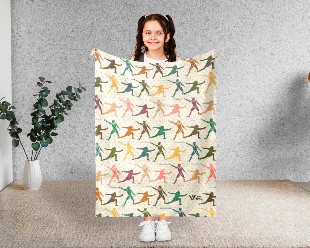 Retro Fencing Lover Blanket – Cozy Sports Throw Gift for Fencers