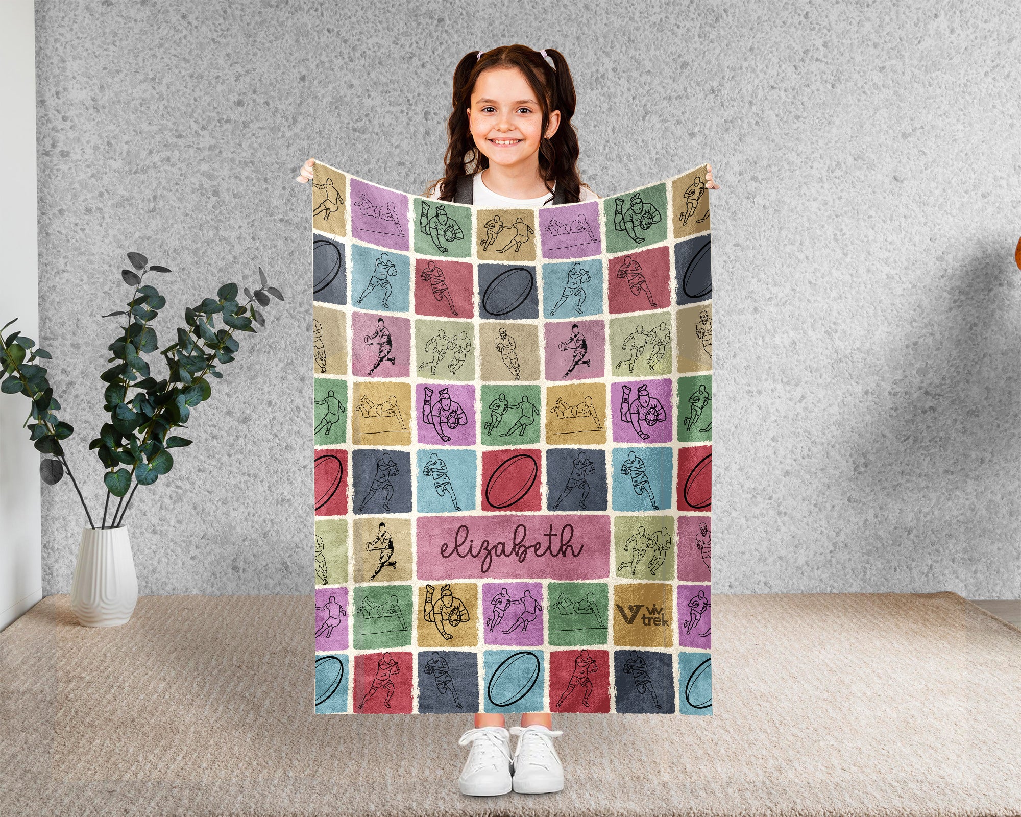 Personalized Rugby Blanket – Custom Name Cozy Throw for Rugby Lovers